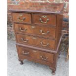 A mahogany and banded miniature tallboy of two short and three long drawers, on cabriole supports,