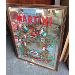 A Martini advertisement mirror, plate 23 1/2" x 17 1/2", in wooden strip frame