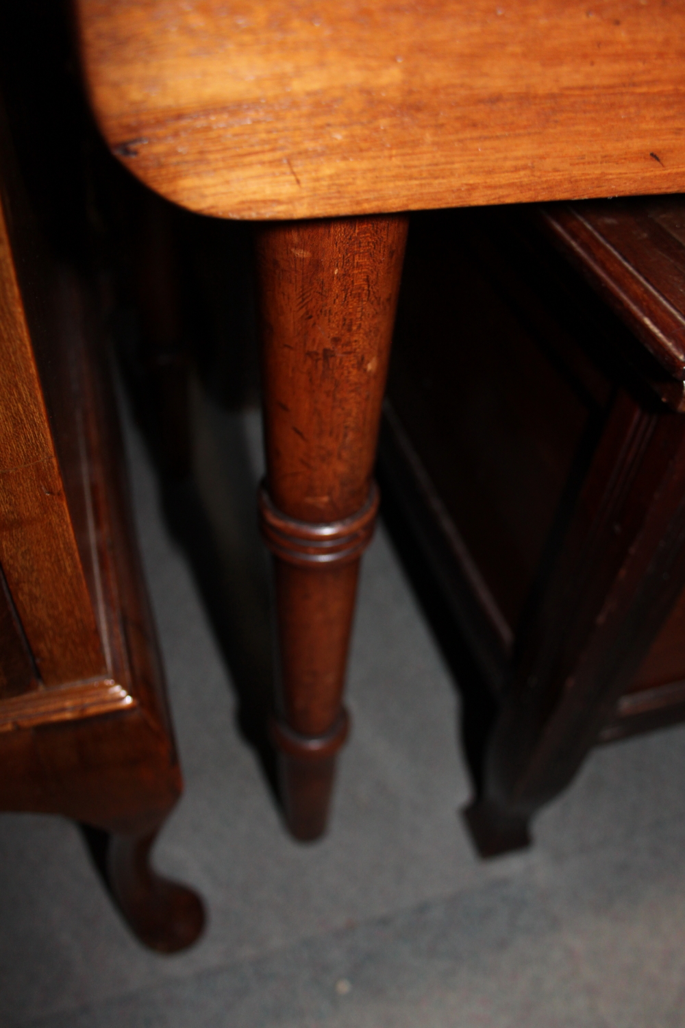 A 19th century mahogany Pembroke table, on turned and tapering supports, 36" long x 37" wide x 28 - Image 3 of 3