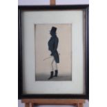 A mid 19th century portrait silhouette of the Duke of Wellington in riding habit, 10 3/4" x 7", in