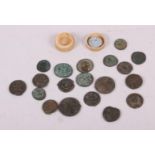 A number of Moroccan copper coins and a number of "Roman" bronze coins, etc