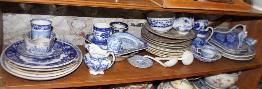 A Spode "Italian" meat plate, 18" wide, five matching plates, two teapots, and an assorted 19th - Image 6 of 9