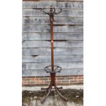 An early 20th century oak bentwood hatstand