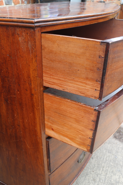 A Victorian mahogany bowfront chest of two short and three long graduated drawers, on splay - Image 2 of 2