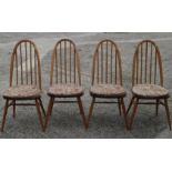 A set of four 1950s Ercol "Quaker" (model 365) high back dining chairs