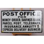 A metal and enamel Post Office sign, 14" x 36"
