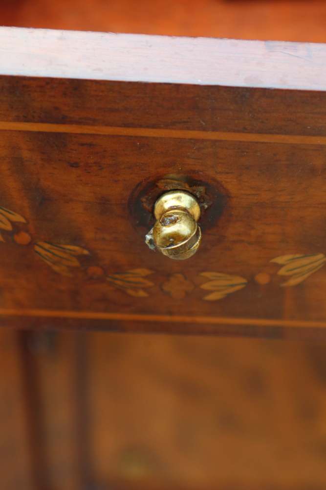 A late 19th century mahogany inlaid side cabinet with raised mirror back over enclosed panel door, - Image 3 of 5