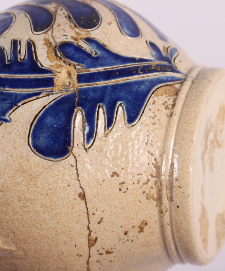 An early 18th century German stoneware jug with GR monogram, 5" high (restored) - Image 10 of 10