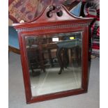 A mahogany framed wall mirror with swan neck pediment, plate 17" x 15"