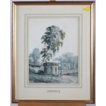 Sir Alfred East RA: pencil and watercolour "Sketch near Naples,", 12" x 9", in wash line mount and