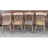 A Harlequin set of lath and spindle back kitchen chairs (3+1+2)