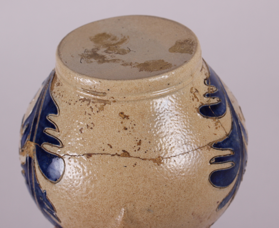 An early 18th century German stoneware jug with GR monogram, 5" high (restored) - Image 7 of 10