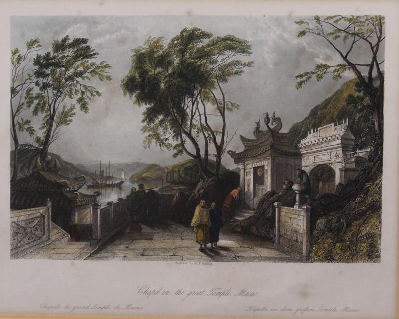 Six coloured prints, views of Peking and Macao, in cream frames - Image 4 of 8