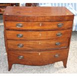 A George III mahogany bowfront chest of four drawers, 36 1/2" wide