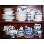 A Booths "Real Old Willow" pattern part combination service and other blue and white china