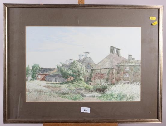 A H Hart: watercolours, view of Rye, 7 1/2" x 12", in gilt frame, and George Miller, '81: "The - Image 2 of 2