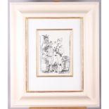 † Pablo Picasso: lithograph, "Les Saltimbanques" (The Tumblers), 9 1/2" x 7", in painted frame