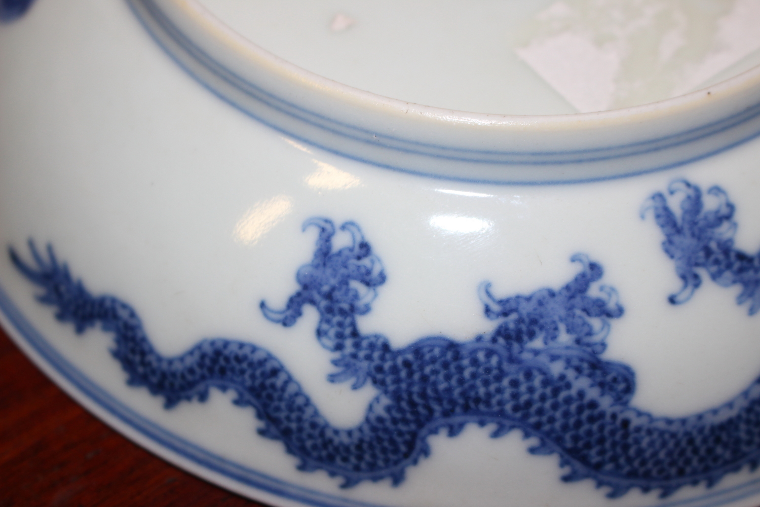Two Chinese blue and white dragon decorated dishes with six character marks to bases, similar plates - Image 30 of 30