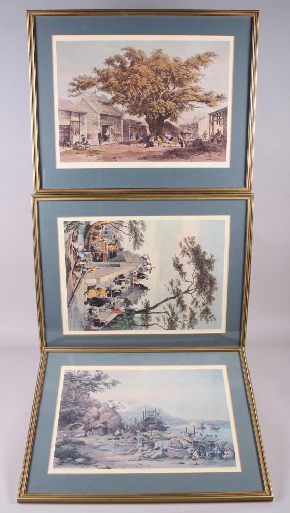 Three 18th century French colour prints, Chinese figures, in gilt frames, and after Auguste - Image 6 of 14