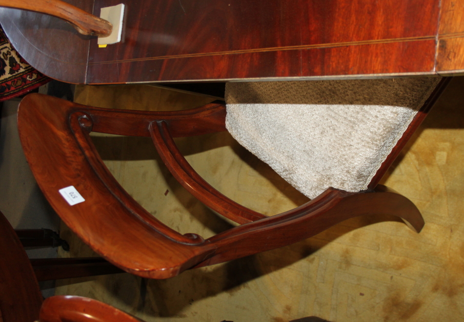 A set of four 19th century mahogany dining chairs with plain top and back rails and stuffed over - Image 2 of 3