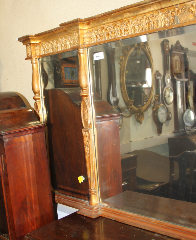 A Regency design gilt wood framed three-plate overmantel mirror, 54" x 26" - Image 2 of 3