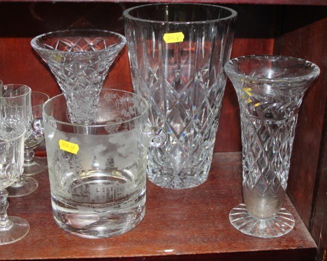 An etched glass ice bucket, vases, whisky tumblers, ashtrays and other glassware - Image 4 of 4