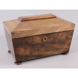 A 19th century sarcophagus tea caddy with central mixing bowl recess, 12" wide