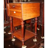 A late 19th century drop leaf bedside table, fitted cupboard and undershelf, 17" wide