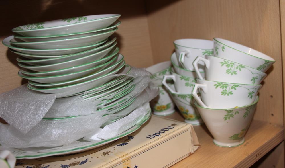 A New Chelsea green floral part teaset and a Mortlock's green and gilt decorated part teaset - Image 4 of 4