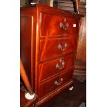 A yew wood telephone table with green leather top, fitted two drawers and open shelf, 22" wide,