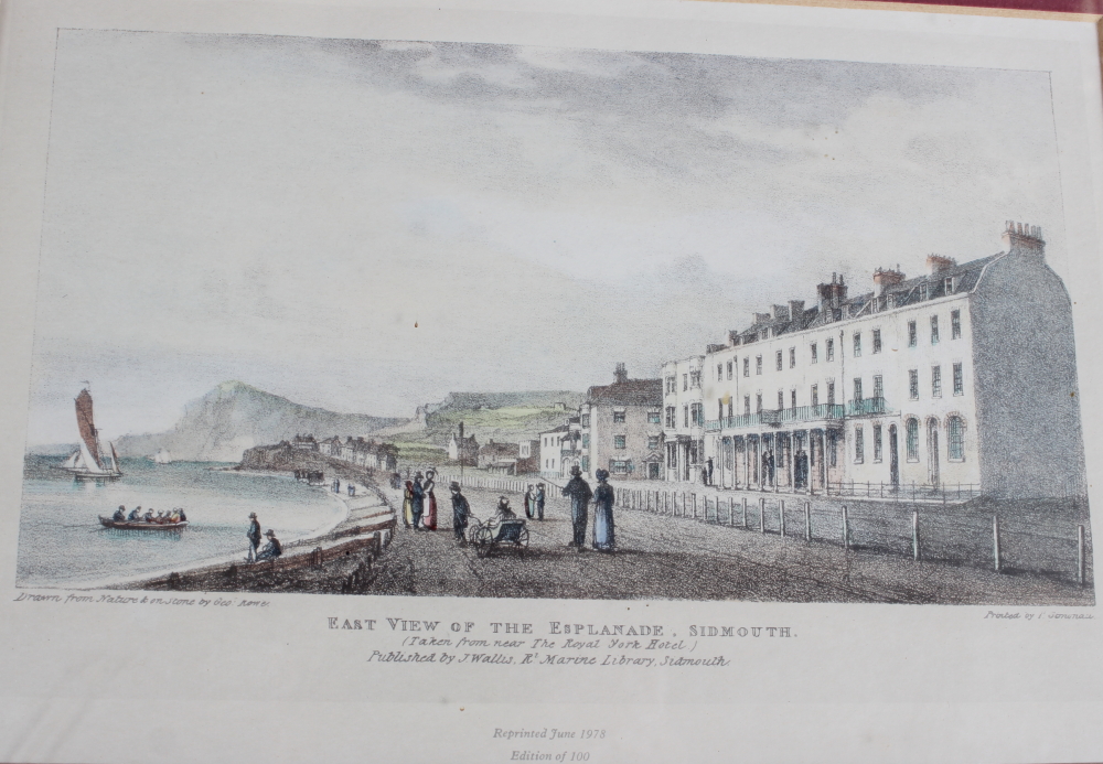 A pair of prints, vases of flowers, and four coloured engravings, views of Sidmouth - Image 3 of 4