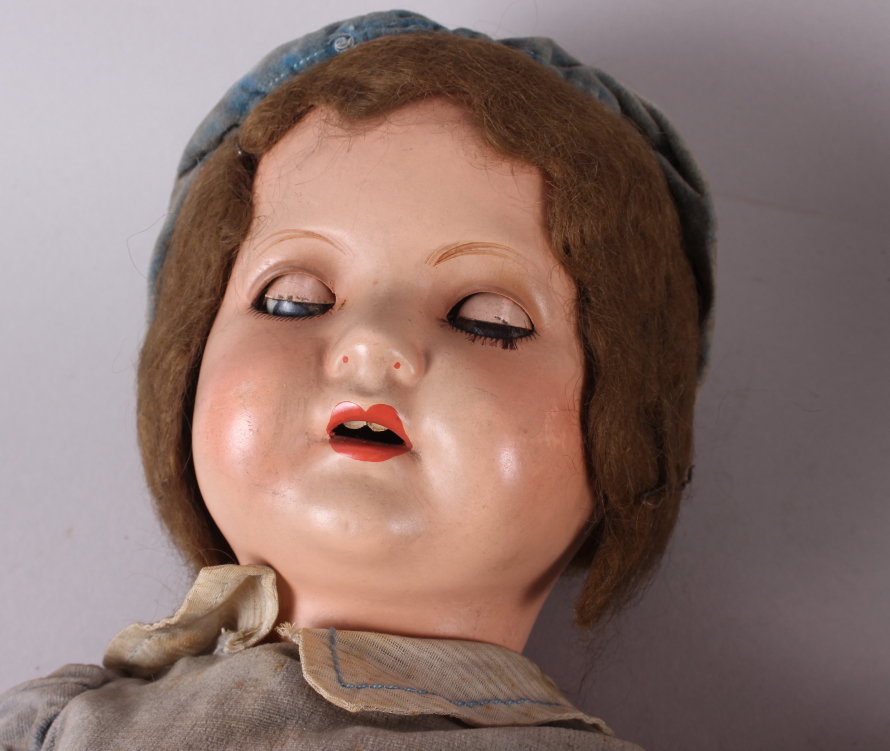 An Armand & Marseille bisque doll with sleeping eyes, closed mouth, jointed body and original - Image 3 of 9