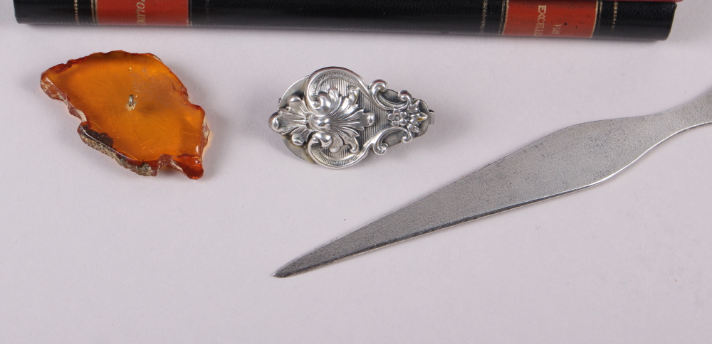 A Continental white metal letter opener with hardstone mounted handle, four Continental white - Image 3 of 5