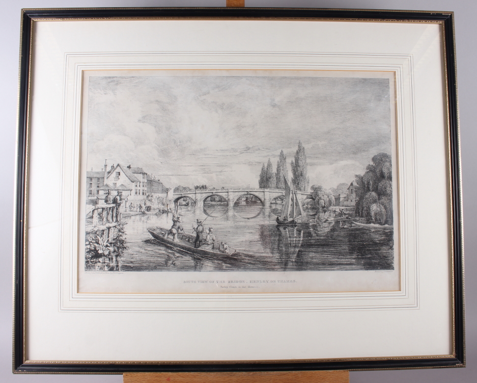 A print, south view of the Bridge in Henley, in Hogarth frame, a Tombleson print of Henley and two - Image 2 of 7
