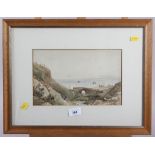 Five 19th century watercolours, rural and coastal scenes, in strip frames