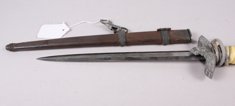 A WWII Luftwaffe officer's dress dagger, blade marked WKC Solingen, eagle and swastika cross - Image 3 of 12