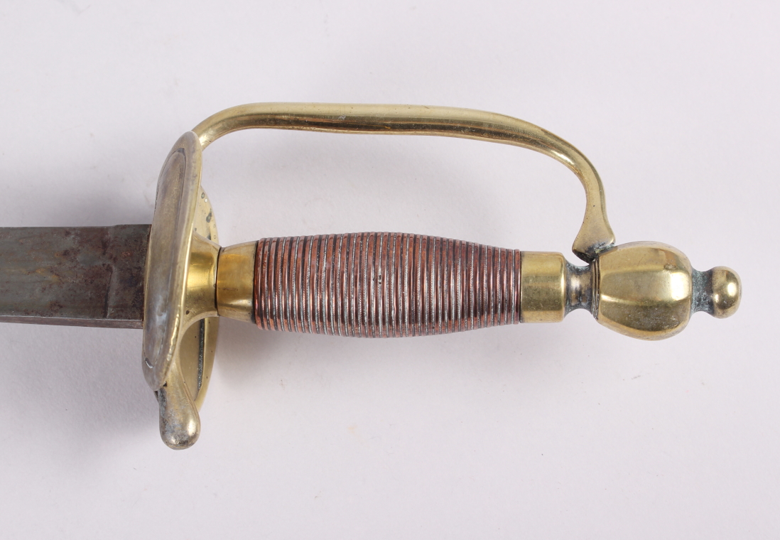A 19th century sword with copper wire wrapped brass hilt and 26" straight fullered blade - Image 2 of 9