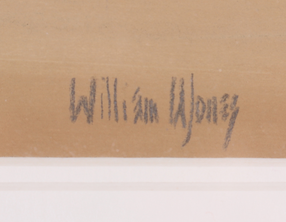 William A Jones: pastels, coastal scene, 7" x 20 3/4", in silvered frame - Image 2 of 3