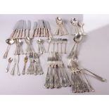 A collection of King's pattern and other silver plated cutlery and flatware