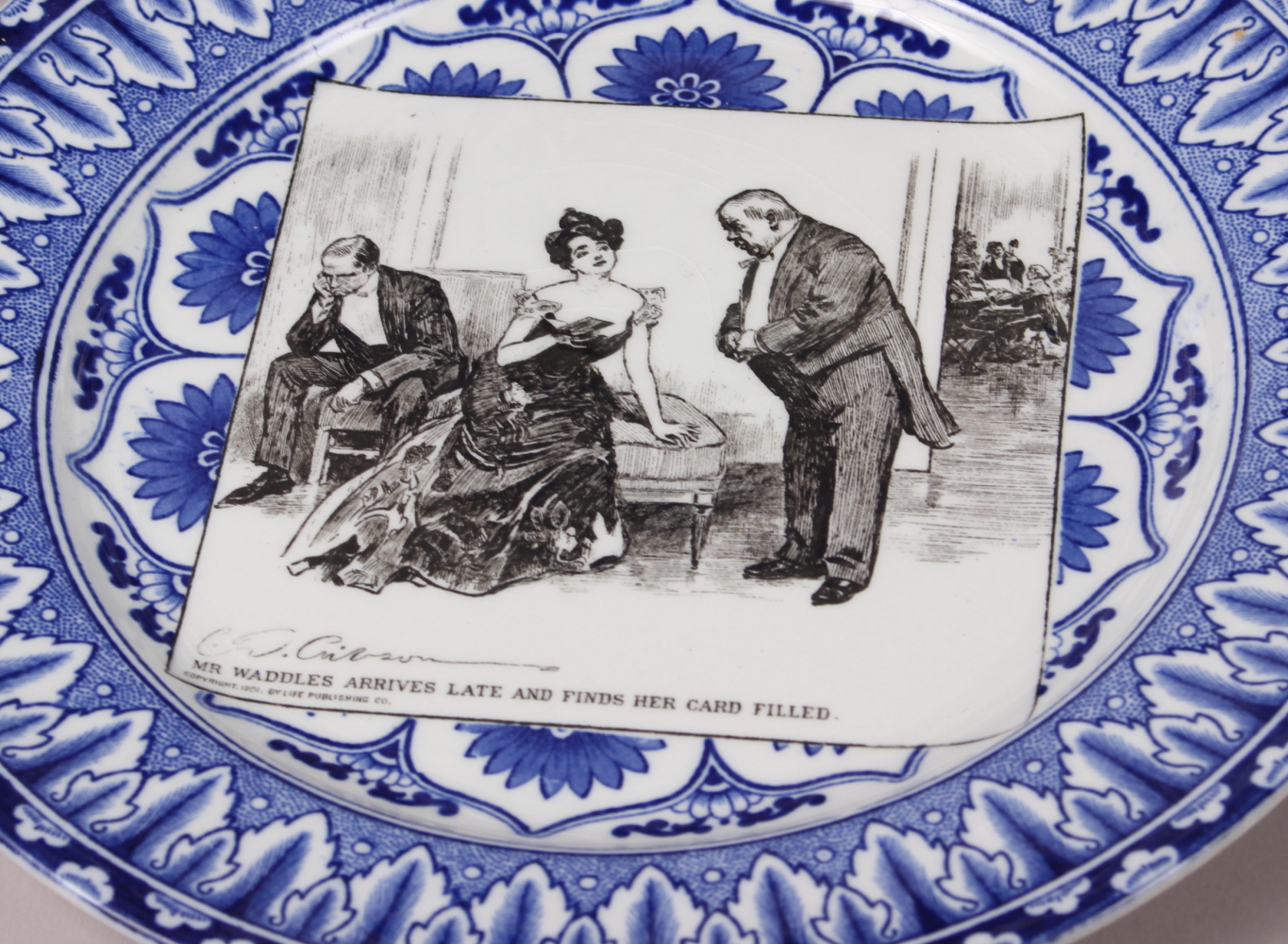 Seven Royal Doulton blue and white decorated "Gibson Girls" cabinet plates, 10 1/2" dia - Image 7 of 9
