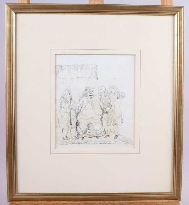 Charles Silenn Lidderdale: pencil sketch, cobbler at workshop in Streatley, 6 1/4" x 4 3/4", in gilt - Image 7 of 9