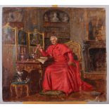 Circle of Frank Moss Bennett: two early 20th century doubled sided oils, cardinals with other