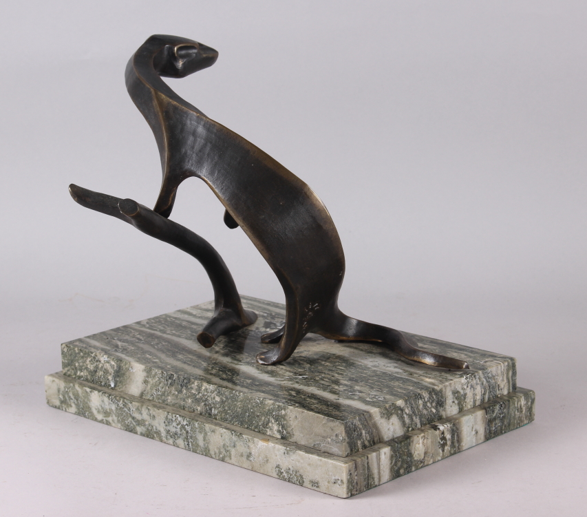 John Mulvey: a limited edition bronze sculpture of an otter, on stepped marble base, 7/9, 13" - Image 3 of 7