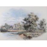 Henry B Wimbush: watercolours, river landscape, 8 3/4" x 12 1/4", in gilt frame