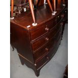 Two 19th century bowfront mahogany chests of two short and three long drawers, 40" wide (carcasses