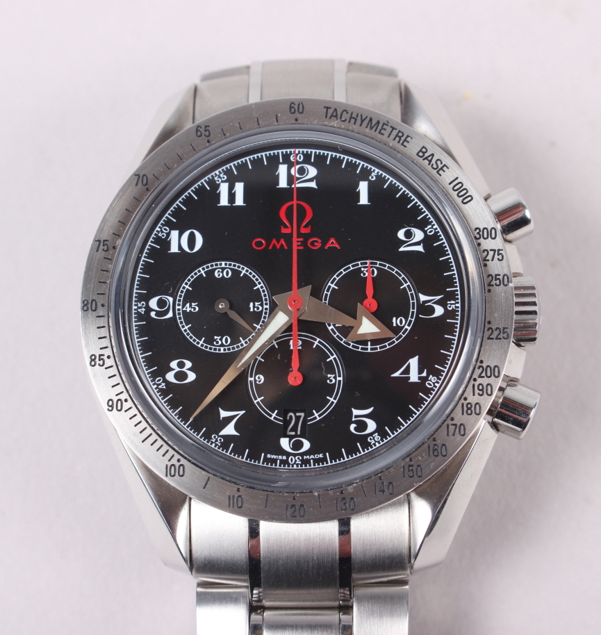 An Omega Speedmaster "Broad Arrow" Olympic stainless steel chronometer bracelet watch, Ref 35565000, - Image 6 of 11