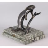 John Mulvey: a limited edition bronze sculpture of an otter, on stepped marble base, 7/9, 13"