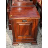 An early 20th century stained wood fall front coal cabinet, 16" across