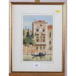 L Lorenzi, 1905: watercolours, "Desdemonas Palace" Venice, 10" x 6 1/2", in gilt frame and two
