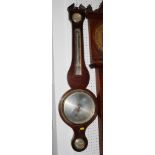 A 19th century syphon tube barometer, thermometer and hygrometer, with silvered dial, 38" high